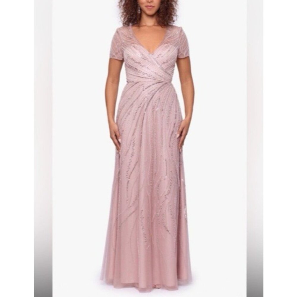 Xscape Blush 10 Blush Sequin Mother o Bride Formal Wedding Party Cruise NEW $379